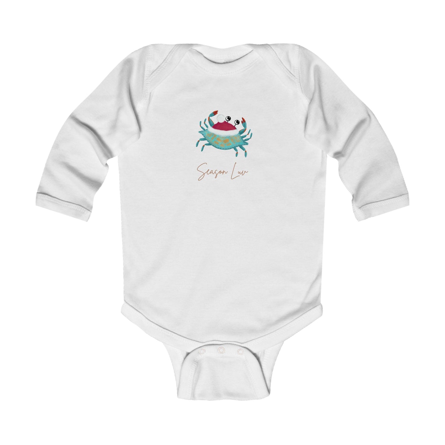 Holiday Blue Crab Infant Long Sleeve Bodysuit