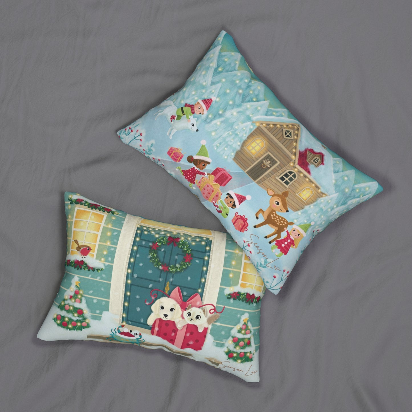 Holiday Spirit Double-Sided Lumbar Pillow