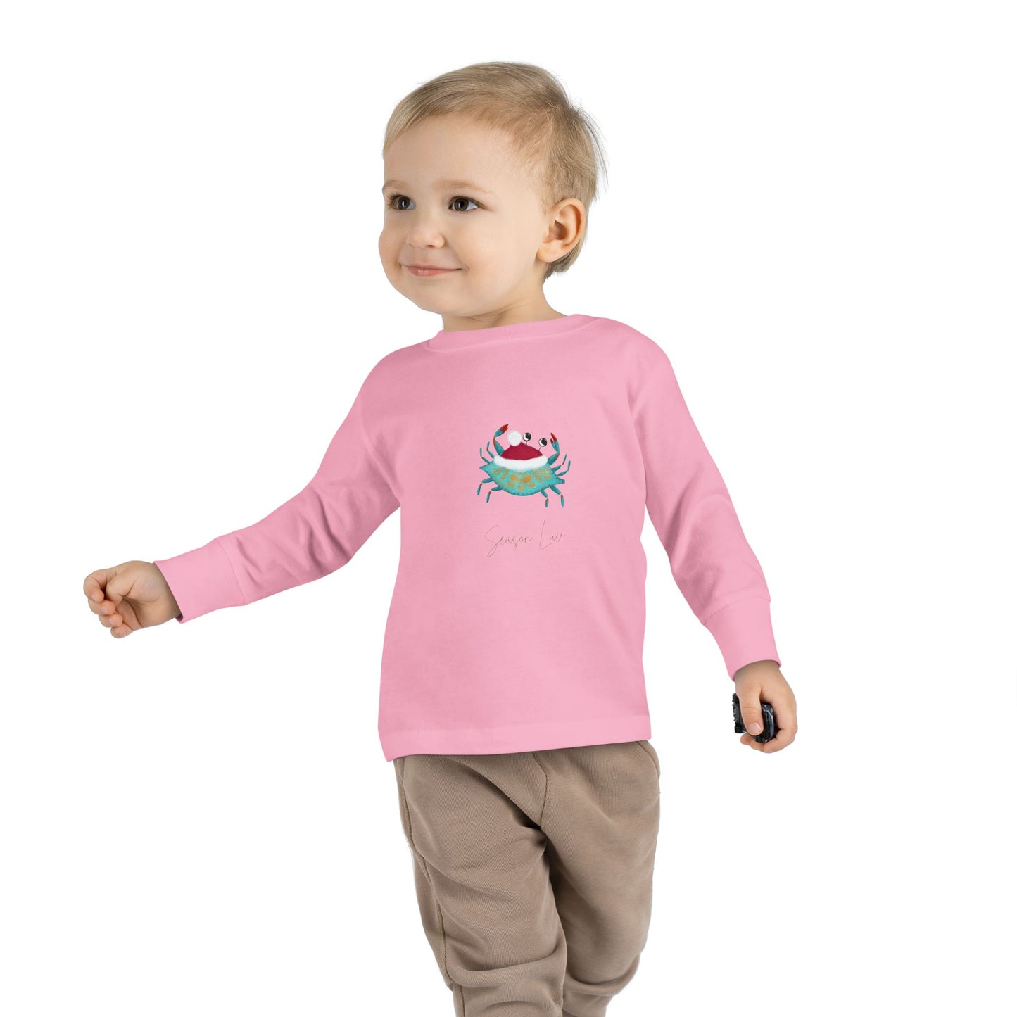 Holiday Blue Crab Toddler/Kid Long Sleeve Tee