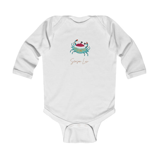 Holiday Blue Crab Infant Long Sleeve Bodysuit