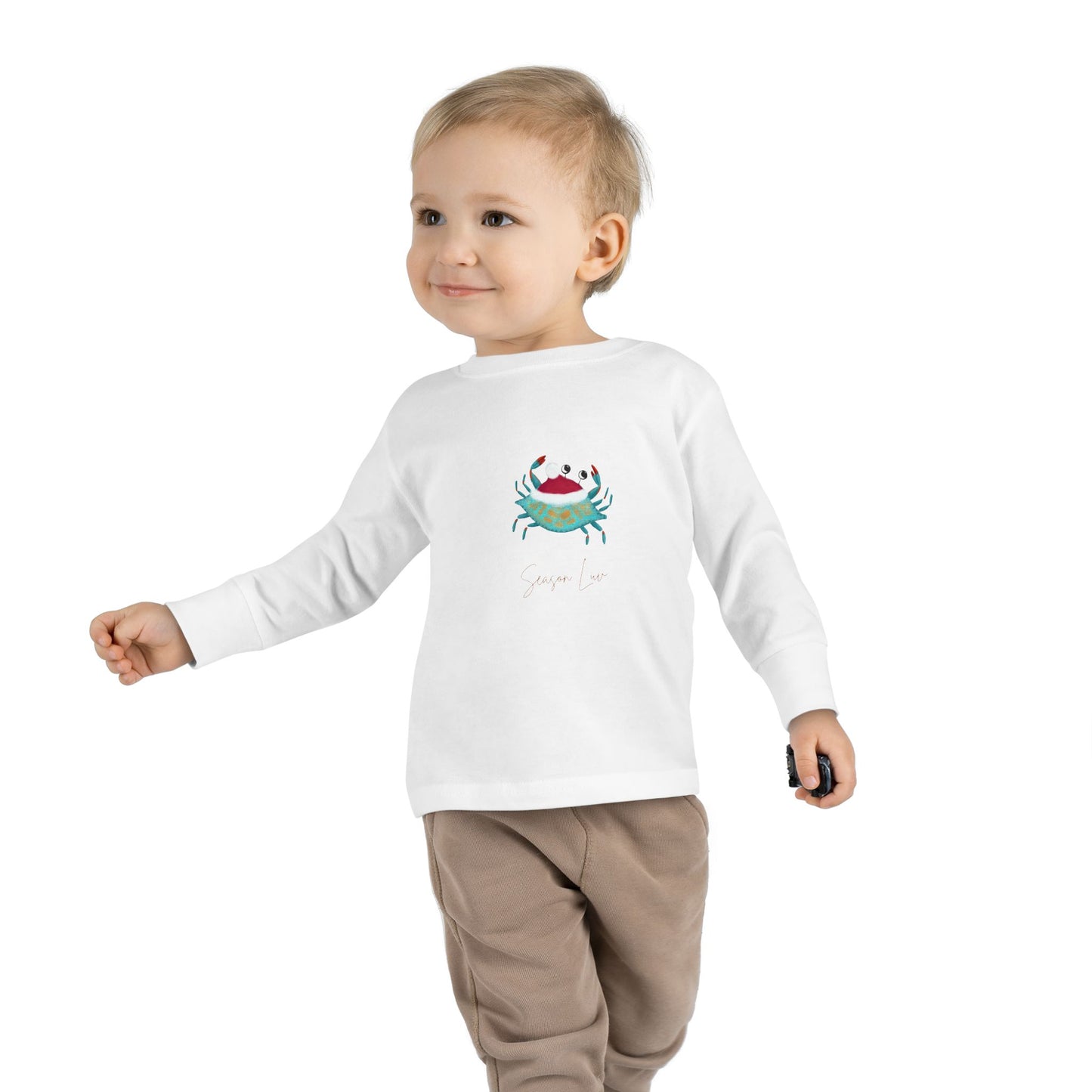 Holiday Blue Crab Toddler/Kid Long Sleeve Tee