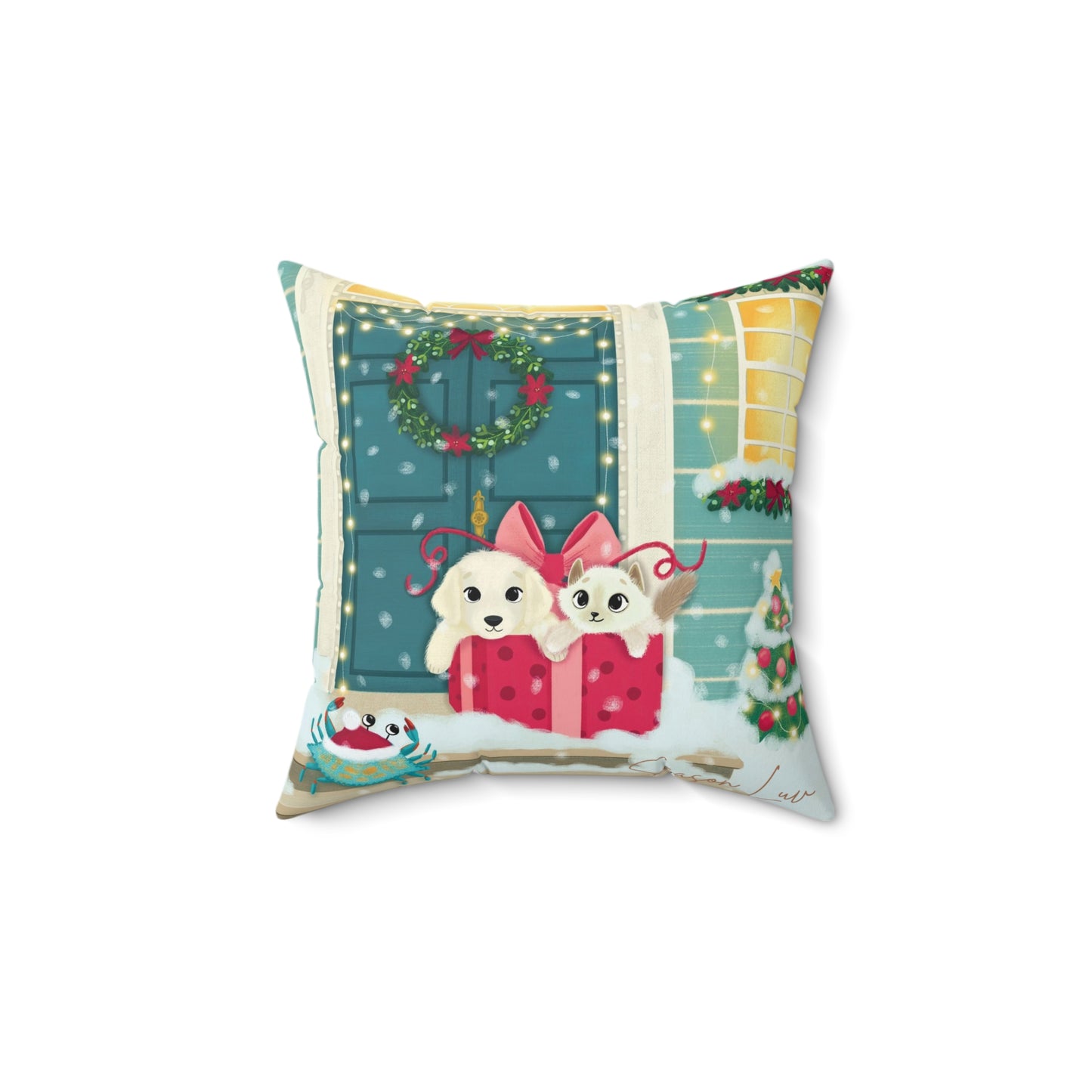 Holiday Spirit Double-Sided Square Pillow