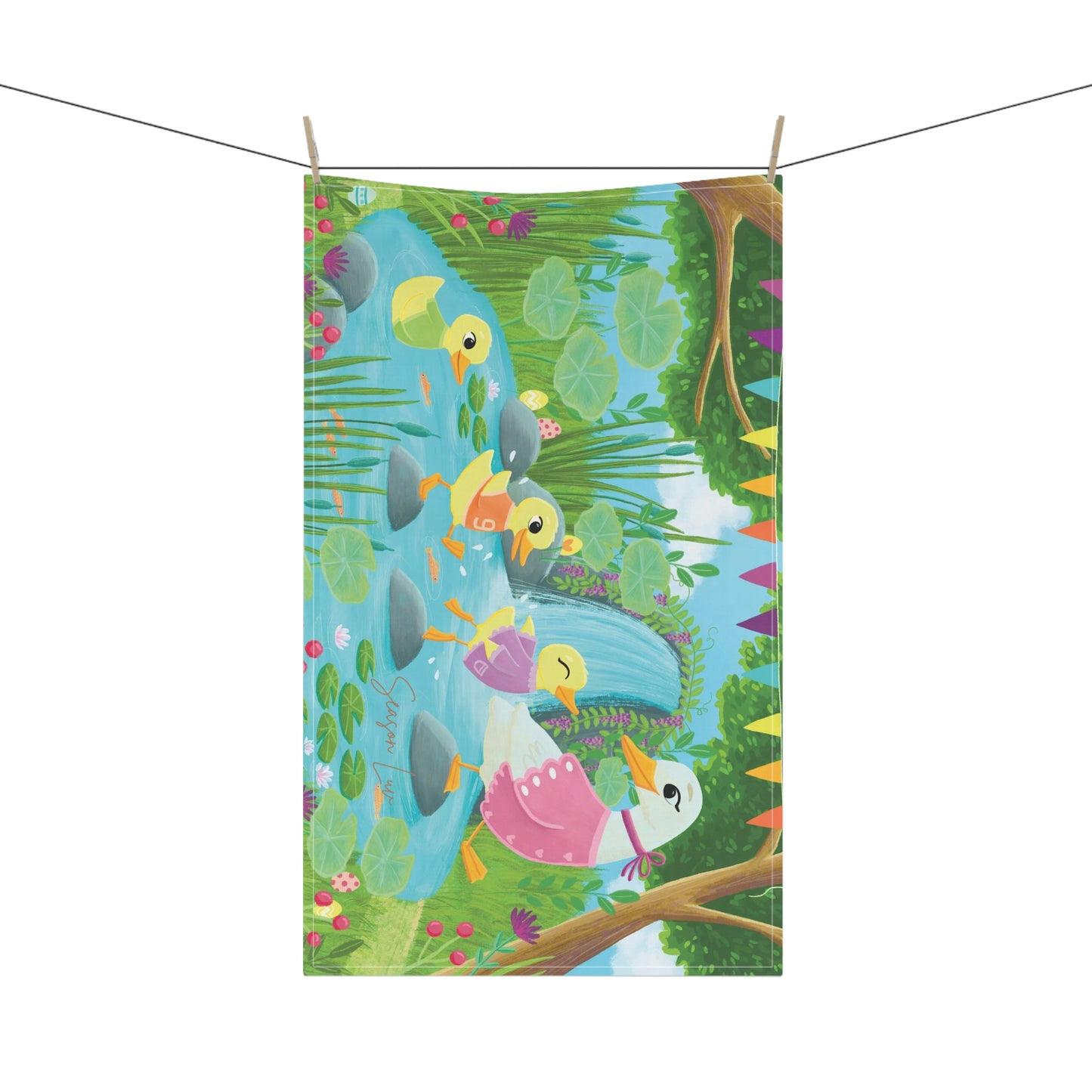 Spring by the pond Kitchen Towel