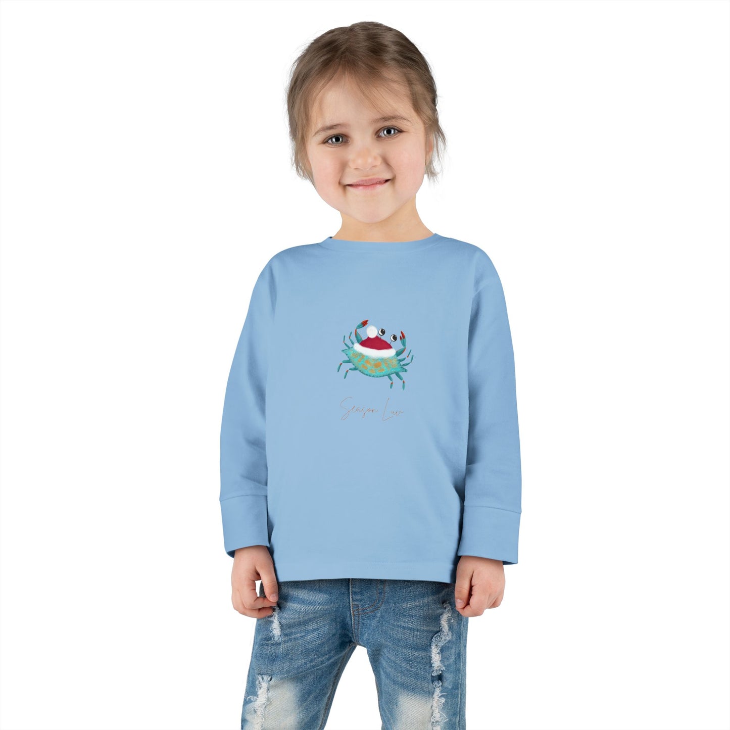 Holiday Blue Crab Toddler/Kid Long Sleeve Tee