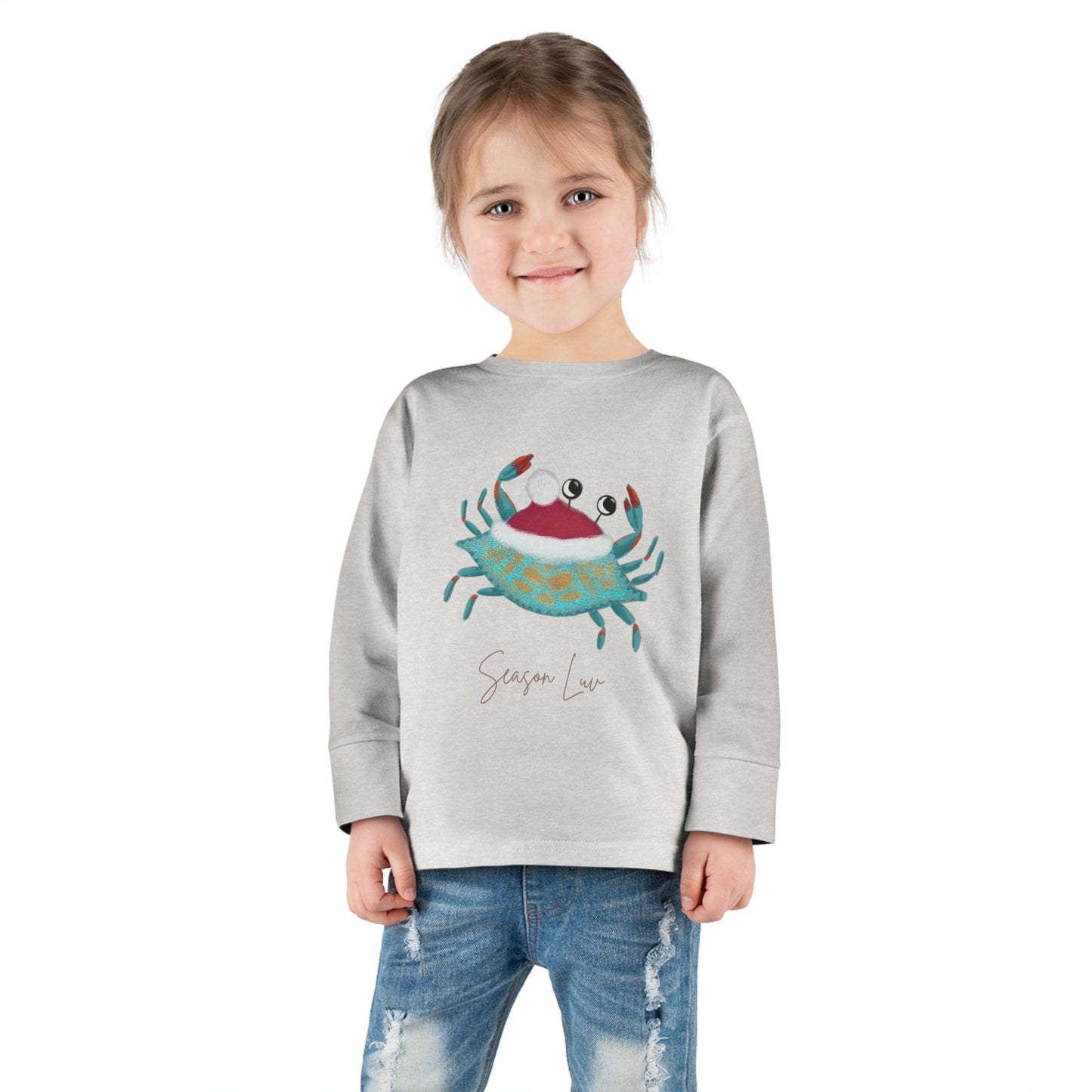 Holiday Blue Crab Toddler/Kid Long Sleeve Tee