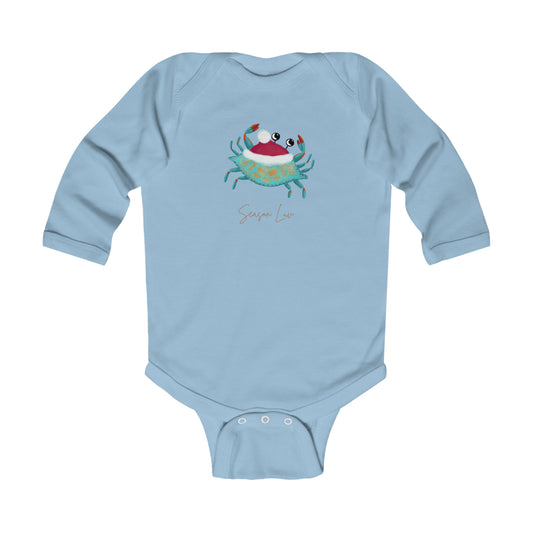 Holiday Blue Crab Infant Long Sleeve Bodysuit