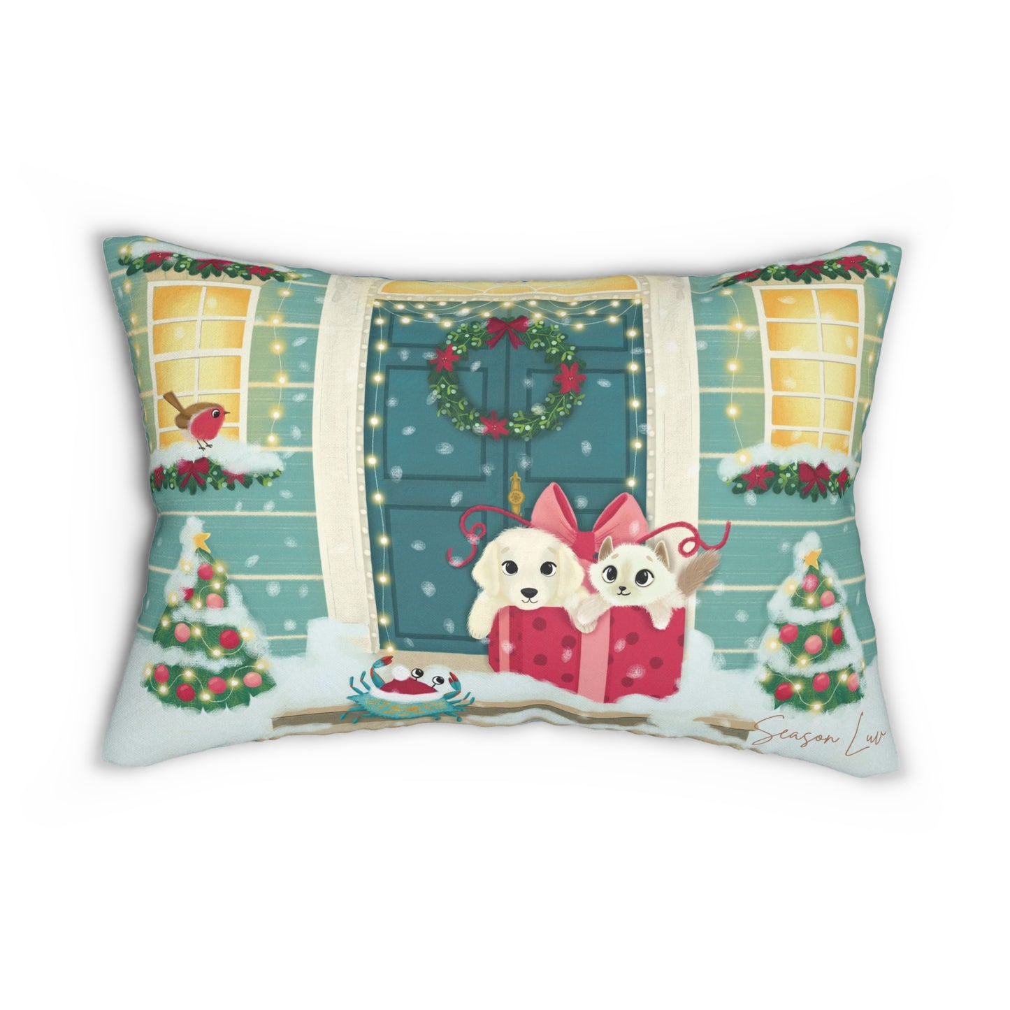 Holiday Spirit Double-Sided Lumbar Pillow