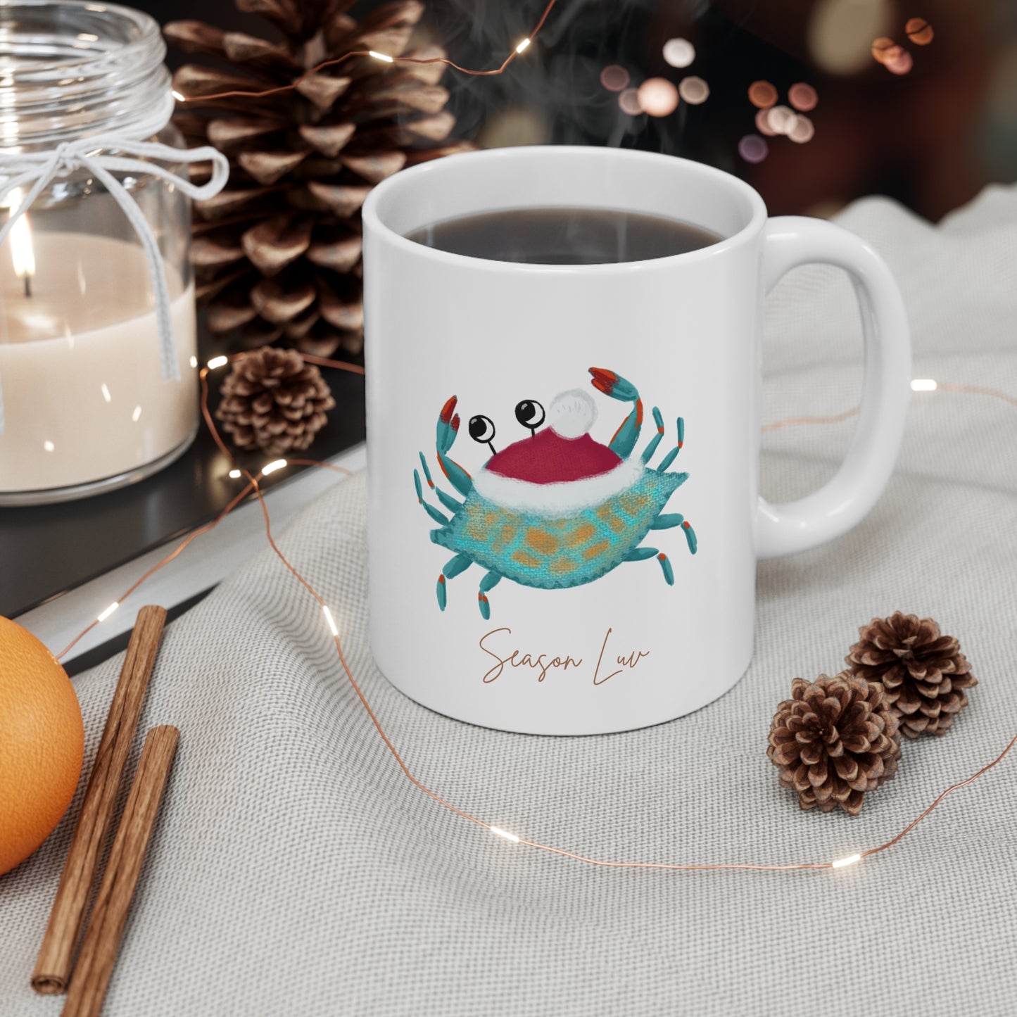 Holiday Blue Crab Mug 11oz