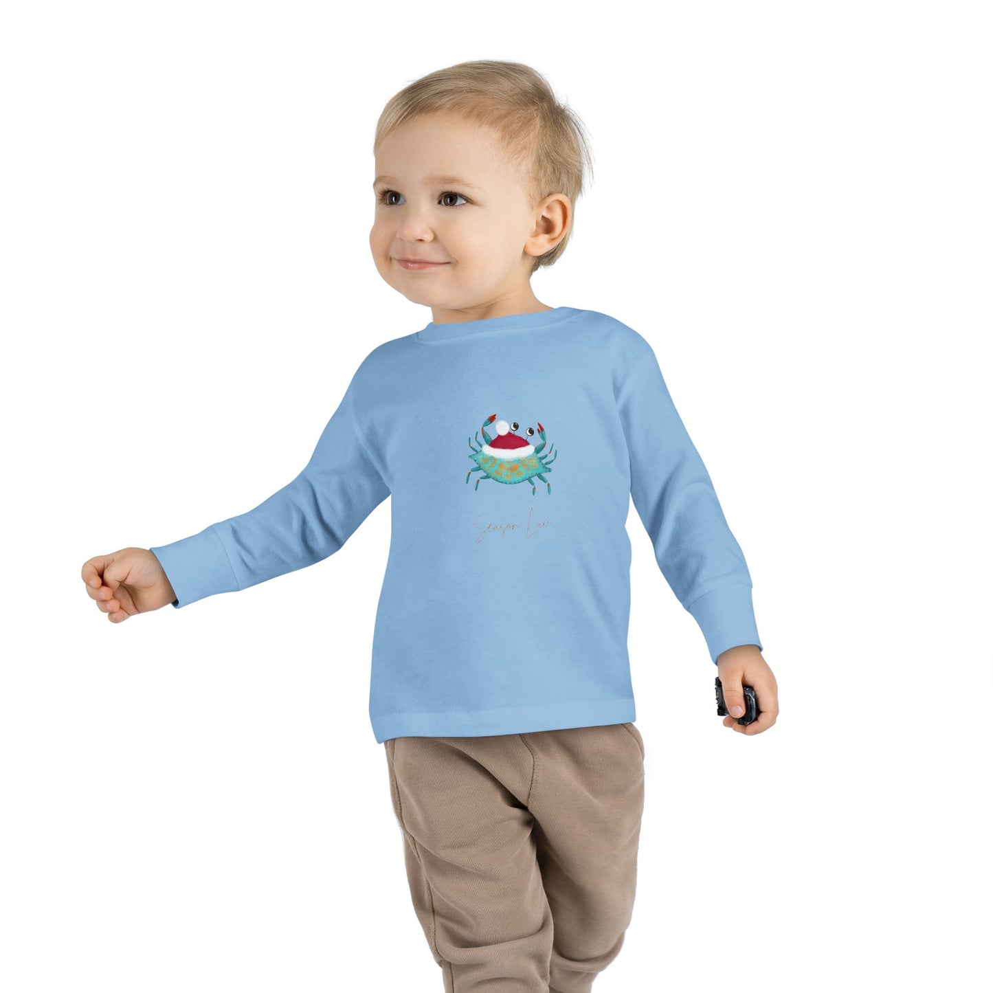 Holiday Blue Crab Toddler/Kid Long Sleeve Tee