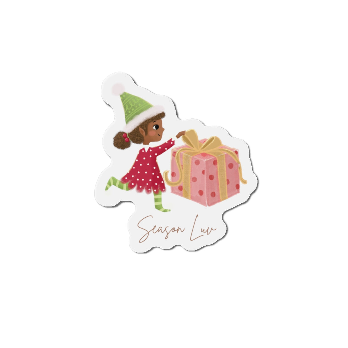 Present girl die-cut magnet