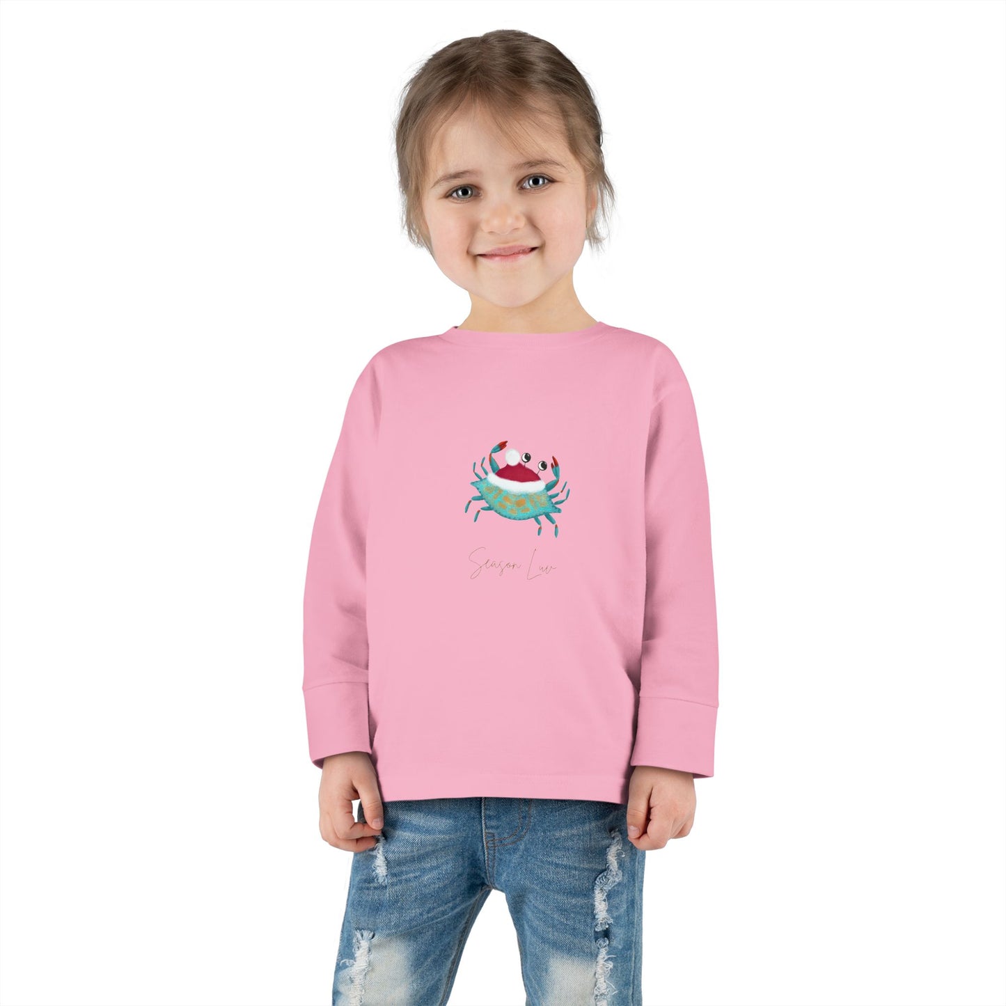 Holiday Blue Crab Toddler/Kid Long Sleeve Tee