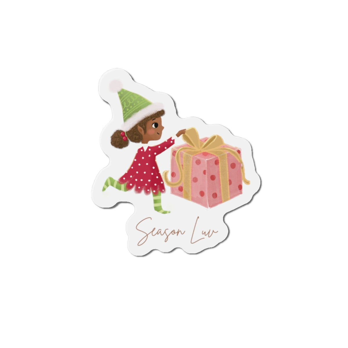 Present girl die-cut magnet