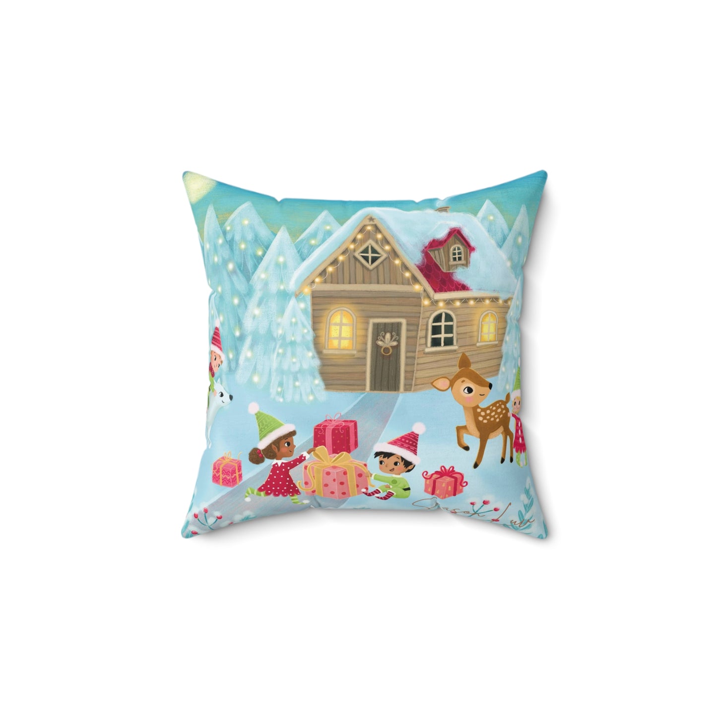 Holiday Spirit Double-Sided Square Pillow