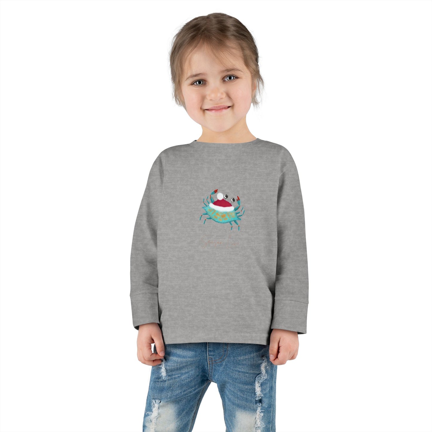 Holiday Blue Crab Toddler/Kid Long Sleeve Tee