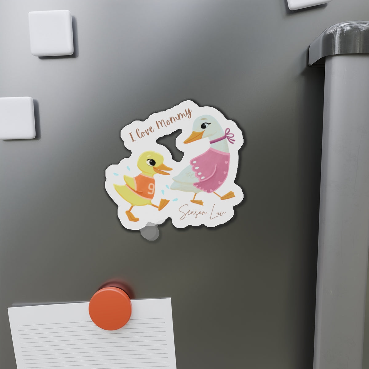 Mommy and me orange die-cut magnet